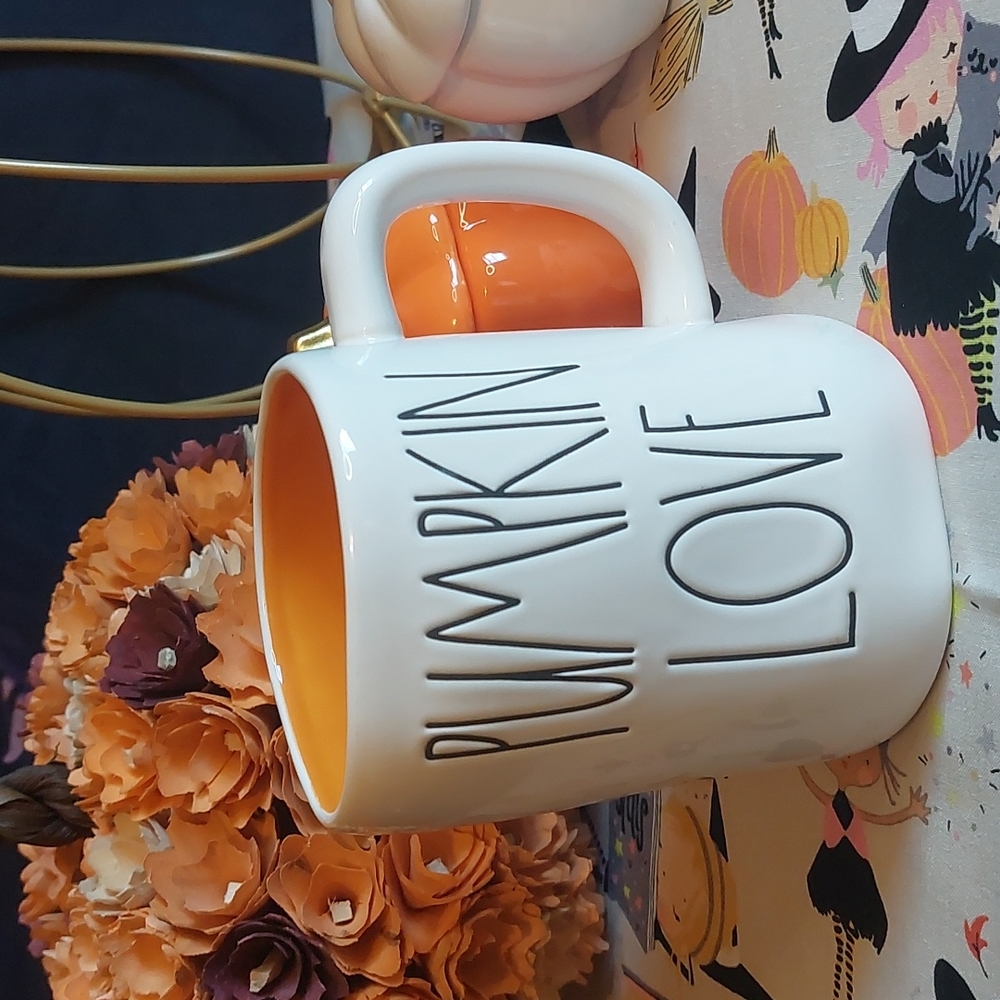 Pumpkin Love Rae Dunn by Magenta Ceramic Halloween Mug NEW